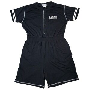 Vintage Bonjour Romper Womens 18W/38 Black‎ Nautical Athleisure Short Sleeve (F)